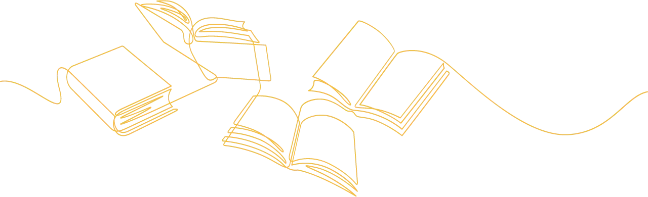 An image of four books drawn using one line.